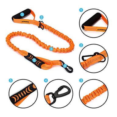 LEADSOM 6FT Highly Reflective Heavy Duty Elastic Bungee Medium and Large Dog Leash Shock Absorbing with Comfortable Padded Handle and Traffic Handle Suitable for Training - Image 7
