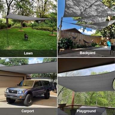 SUNLAX Sun Shade Sail 6.5/8/10/12/16/20 Dark Grey Dark Grey Rectangle Canopy Sail Shade Cover UV Block Permeable Sunshade Outdoor for Patio Backyard (We Make Custom Size) - Image 8