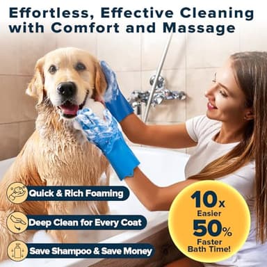 Augwind 6PCS Pet Grooming Kit for Dogs,Cats and Horses | Dog Washing Gloves | Dog Bath Brush | Dog Bath Gloves | Dog Shampoo Brush | Pet Grooming Gloves | Dog Bath Supplies (Navy Blue) - Image 2