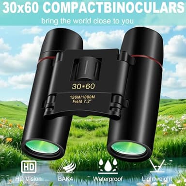 Uonol Small Compact Binoculars for Adults and Kids,30x60 Mini Binoculars BAK4 Prism Waterproof Lightweight Foldable Easy Focus for Bird Watching,Hunting,Concerts,Hiking - Image 2