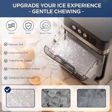 Nugget Ice Maker Countertop with 0.8Gal Removable Tank for Chewable Ice, 41Lbs/24H, One-Touch Fast Ice in 6 Mins, Self-Cleaning & Ultra Quiet for Home, Office, Party - Image 6