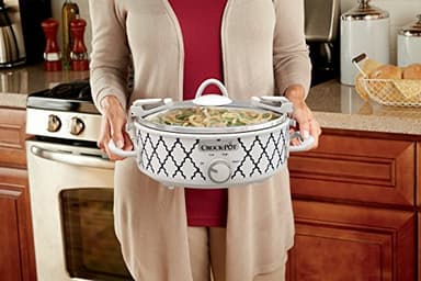 Crock-Pot Small 2.5 Quart Casserole Slow Cooker in White/Blue, Enjoy Eye-Catching Quick Meals, Durable and Compact - Image 4