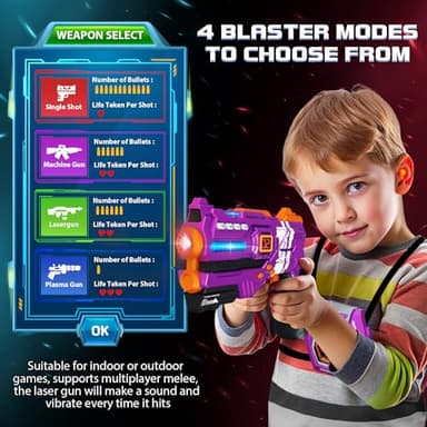 Laser Tag Guns Set of 4 Laser Tag Guns with Digital LED Score Display Vests,Gifts for Teens and Adults Boys & Girls,Adults and Family Fun,Gift for Kids Ages 8 9 10 11 12+Year Old Boy - Image 6