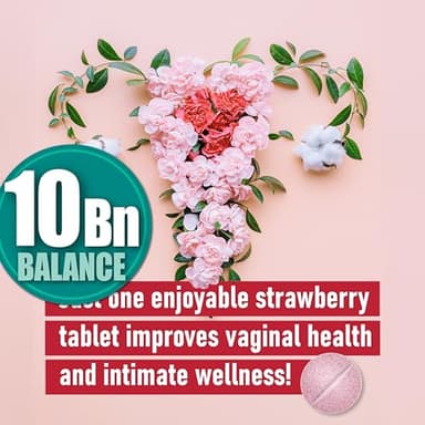 Chewable Vaginal Probiotics for Women 10 Billion CFU + Organic Prebiotics — Supports Vaginal Health, Maintains Vaginal pH Balance & Promotes Feminine Freshness, Strawberry-Flavored Tablets - Image 4