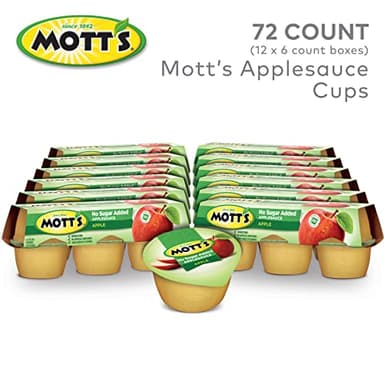 Mott's No Sugar Added Applesauce, 3.9 Oz Cups, 72 Count (12 Packs Of 6), Good Source Of Vitamin C, No Artificial Flavors - Image 3