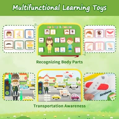 Toddler Busy Board, Farm Busy Book Montessori Toys for 1 2 3 4 Year Old, Sensory Board Preschool Learning Toy Activity Books Birthday for Girls Boys, Travel Toys for Airplane Car - Image 4