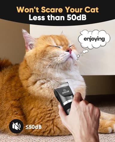 oneisall Quiet Cat Clippers for Matted & Long Hair, 2-Speed Cordless Pet Shaver Grooming Kit for Cats, Small Dogs & Animals (Black) - Image 3