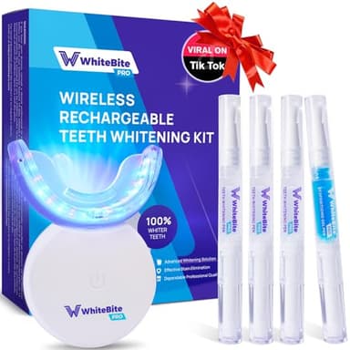 Whitebite Pro Teeth Whitening Gel Kit | Safe for Sensitive Teeth | 32X LED Light | 35% Carbamide Peroxide Whitening Gel & Remineralizing Gel | Powerful Tooth Stain Remover - Image 1