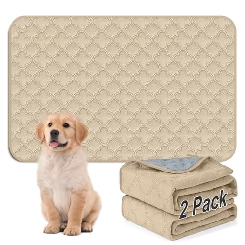 FunFurry Washable Pee Pads for Dogs - 2 Pack Reusable Waterproof Puppy Training Pads, Super Absorbent with Dog Paw Shape Non-Slip Backing (Cream, 24" X 36" - 2 Pack) - Image 1