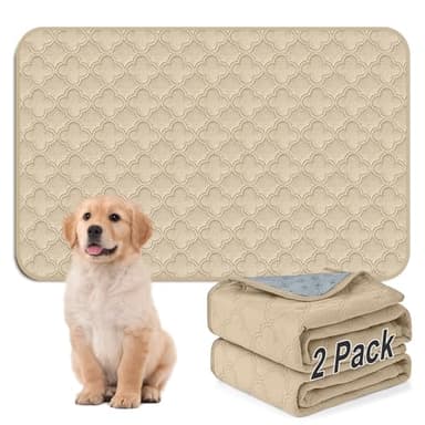 FunFurry Washable Pee Pads for Dogs - 2 Pack Reusable Waterproof Puppy Training Pads, Super Absorbent with Dog Paw Shape Non-Slip Backing (Cream, 24" X 36" - 2 Pack) - Image 1