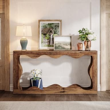 Tribesigns 63 Inches Farmhouse Console Table with Storage, Couch Table Behind Sofa, Long Entryway Sofa Station, Narrow Console Stand, Hallway Stand for Entryway Living Room, Brown - Image 5