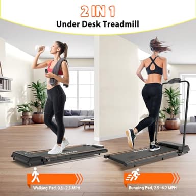 HOWHAI Treadmill, Walking Pad, Treadmills for Home Foldable with Handle Bar, 6.2 MPH Running Treadmill with Remote Control and LED Display, Running Machine for Home Office Use (300lbs Capacity) - Image 2