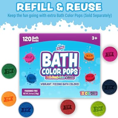 Tub Works® Bath Color Brush™ Kids Bath Bomb Set | Nontoxic & Fragrance-Free | Use Brush to Paint Water with Vibrant, Fizzing Colors | Fun BathBombs for Kids Bath | Creative Bathtub Toys for Toddlers - Image 9