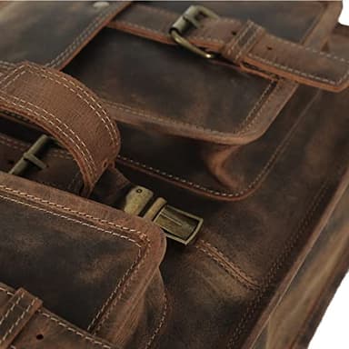 Leather briefcase 18 inch laptop messenger bag for men and women best satchel office bag - Image 9
