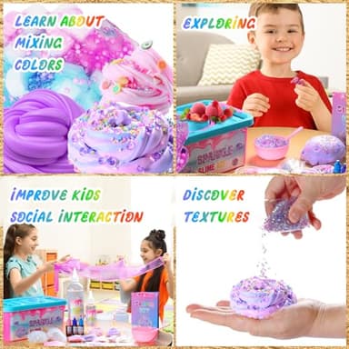 inksbui Confetti Slime Kit, Sparkling, Glimmer, Crunchy, Foam, Jelly Cubes Slime, Stress Relief Toys, Party Favors for Kids, for Girl Boys 6 7 8 9 10 11 12 - Image 3