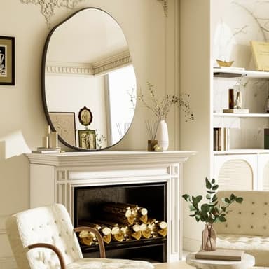 HARRITPURE Irregular Wall Mirror 22"x32" Black Asymmetrical Bathroom Mirror Wood Framed Modern Decorative Vanity Mirrors for Bedroom Living Room Entryway - Image 4