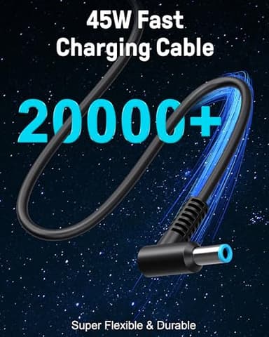 45W Charger Compatible with HP Laptop Charger, Blue Tip, Pavilion x360 11 13 15, Zbook 14u G4 G5 15u 15 G3, Notebook 15, Stream 13 11 14 AC Adapter with Power Cord - Image 4