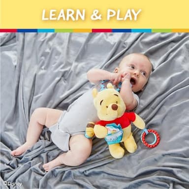 KIDS PREFERRED Disney Baby Winnie The Pooh Multi Sensory Activity Toy with Teethers, Crinkle Textures, and Clip for On The Go Fun for Infant and Baby Boys and Girls - Image 5