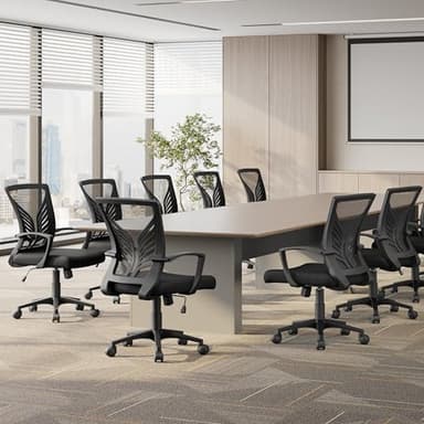 Yaheetech Mesh Office Chair Desk Computer Chair Ergonomic Mid Back with Lumbar Support Adjustable Height for Home Office, Black - Image 9