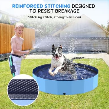 Bilibara 63'' Foldable Dog Pet Bath Pool, Heavy Duty Non-Slip Kiddie Pool, Plastic Pet Wading Pool for Puppy Small Medium Large Dogs, Indoor and Outdoor Kids Pet Dog Bathtub - Image 4