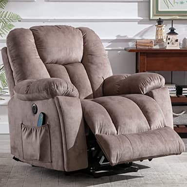 CANMOV Power Lift Recliner Chair with Massage and Heat for Elderly, Overstuffed Wide Recliners, Heavy Duty and Safety Motion Reclining Mechanism with USB Ports, 2 Concealed Cup Holders, Apricot - Image 8