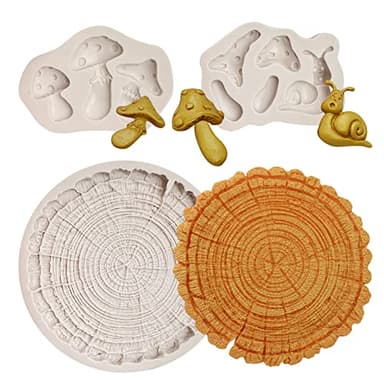 Wood Stump Cake Fondant Silicone Molds, Snail Mushroom Silicone Molds Chocolate for Cake Decoration, Cupcake Toppers, Candy Craft Glue, Polymer Clay Resin - Image 1