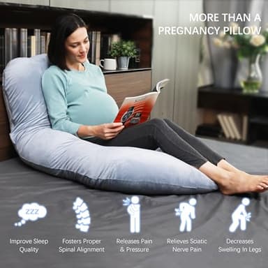 MOON PARK Pregnancy Pillows for Sleeping - U Shaped Full Body Maternity Pillow with Removable Cover - Support for Back, Legs, Belly, HIPS - 57 Inch Pregnancy Pillow for Women - Grey - Image 4