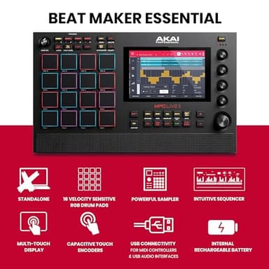 Akai Professional Battery Powered Drum Machine and Sampler with Built in Speakers, Beat Pads, Synth Engines and Touch Display (MPC Live 2) - Image 2