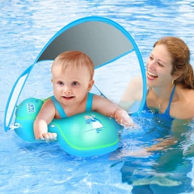 LAYCOL Baby Swimming Float with UPF50+ Sun Canopy Baby Floats for Pool No Flip Overbaby Pool for Baby Age of 3-36 Months - Image 7
