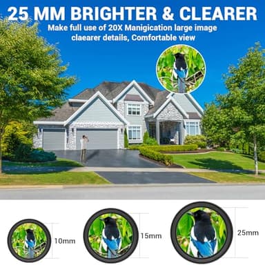 20x25 Binoculars for Adults & Kids, High Power Easy Focus,Waterproof Compact Binoculars with Low Light Vision for Bird Watching,Travel,Concert,Hiking(Black) - Image 3