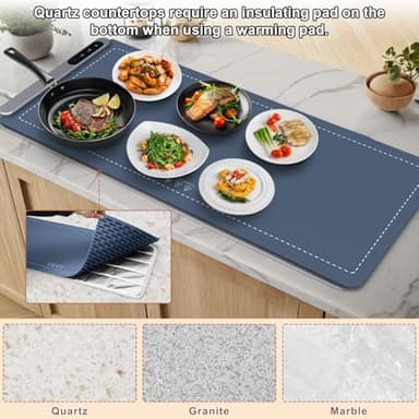 FYY Extra Large Warming Mat for Food - Rapid and Full Surface Heating, 6 Temp Settings, 6H Timer, Rollable Portable Food Warming Mat for Gatherings, Parties, Keep Meal Warm (XX Large Size, Navy) - Image 8