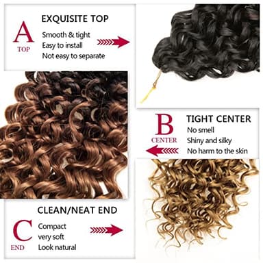 8 Packs Curly Crochet Hair GoGo Curl Crochet hair for Women Deep Wave Braiding hair,Synthetic Bohemian Crochet Braid Water Wave Crochet hair Extensions(18inch, 1B/30/27) - Image 4