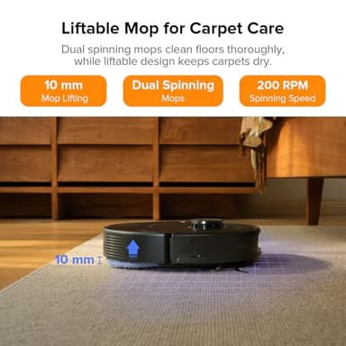 roborock Qrevo Pro Robot Vacuum and Mop with FlexiArm Design Edge Mopping, Dynamic Hot Water Mop Washing and Drying, Intelligent Dirt Detection, 7,000 Pa Suction, Ideal for Carpets - Image 5