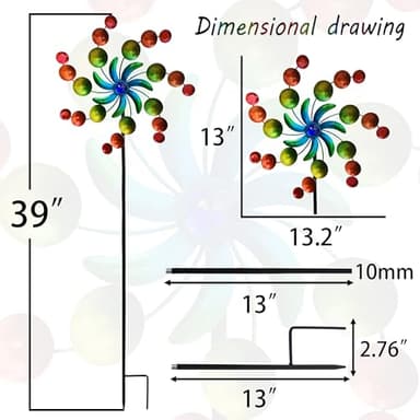 COOZZYHOUR 39" Metal Wind Spinners, Wind Sculptures Garden Stake,Outdoor Windmill for Yard and Garden Lawn Patio Decor - Image 4