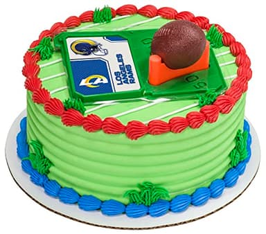 DECOSET NFL Los Angeles Rams Football & Tee Cake Decorations, 3-Pc, Cake Topper with Field & Team Sticker, Tee & Football, Licensed Product Of The NFL, Birthday Cake Decorations For After Party Fun - Image 3