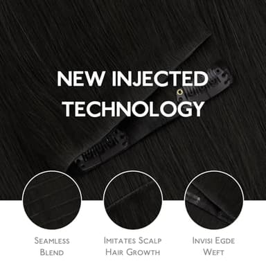 WENNALIFE Invisi Edge Clip in Hair Extensions Real Human Hair, 20 Inch 150g 7pcs Natural Black Seamless Clip in Extensions Remy Hair Clip Ins Invisible Skin Weft Straight Extensiones De Cabello Hmano - Image 4
