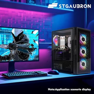 STGAubron Gaming PC Computer Desktop, Intel i7 Xeon E5 2.8GHz, Radeon RX 550 4G, 16GB DDR4, 512GB SSD, WiFi, BT 5.0, RGB Fan x4, Windows 11 Home - Image 4