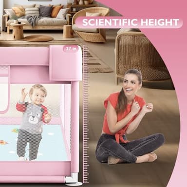 Baby Playpen for Babies and Toddlers with Mat Baby Fence Play Yards for Indoor & Outdoor with Breathable Mesh Anti-Fall (Pink - Image 5