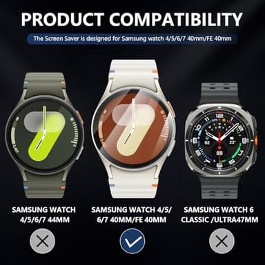 Suoman 4-Pack Screen Protector for Samsung Galaxy Watch 7/6/5/4 40mm, Tempered Glass Protectors Perfectly Fit for Galaxy 40 mm Smartwatches - Image 2