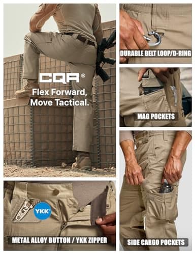 CQR Men's Flex Ripstop Tactical Pants, Water Resistant Stretch Cargo Pants, Lightweight EDC Hiking Work Pants, Dura Flex Mag Pocket Alamo Khaki, 30W x 30L - Image 3
