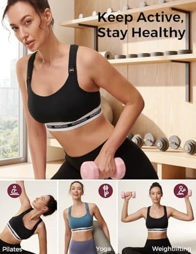 Momcozy Nursing Bras for Breastfeeding, FB011 Low-Impact Nursing Sports Bra Support Maternity Pregnancy Padded Wireless Bralette Black - Image 4
