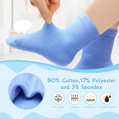 HYzgb Toddler Boys Socks 3T-4T-5T with Grippers Little Kids Non Slip Grips Crew Socks 12 Pairs Cotton for Boys 3-4-5 Years Old (Black/White/Gray/Skyblue) - Image 3