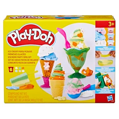Play Doh Kitchen Creations Ice Cream Party Set with 22 Tools & 6 Colors, 2-Ounce Cans, Back to School Classroom Supplies, Preschool Toys, Ages +3 (Amazon Exclusive) - Image 2