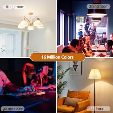 Smart Light Bulbs with Remote, 16Million Colors RGBW Dimmable WiFi Bluetooth Smart Bulbs Led Color Changing Light Bulbs Compatible with Alexa Google Home, A19, E26 9W 800 Lumens Equivalent 60W (4) - Image 5