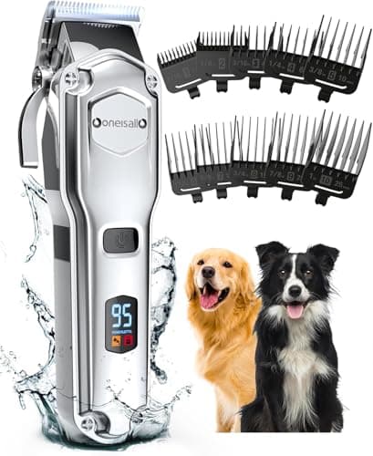 oneisall Dog Clippers for Grooming for Thick Heavy Coats/Low Noise Rechargeable Cordless Pet Shaver with Stainless Steel Blade/Waterproof Dog Shaver for Dogs Pets and Animals (Sliver) - Image 1