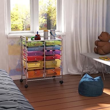 Simple Houseware Utility Cart with 12 Drawers Rolling Storage Art Craft Organizer, Multicolor - Image 6