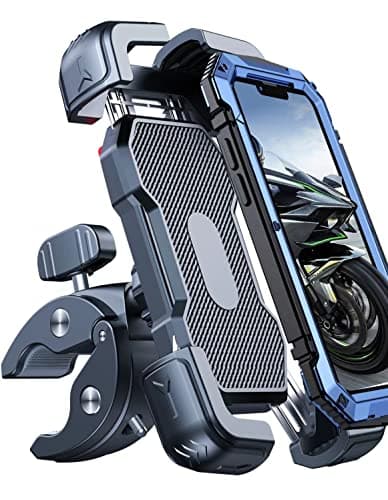 Bovemanx Motorcycle Phone Mount Holder, [150mph Wind Anti-Shake][7.2inch Big Phone Friendly] Bike Phone Holder, Motorcycle Handlebar Cell Phone Clamp, Compatible with iPhone 16 Pro Max, Black - Image 1