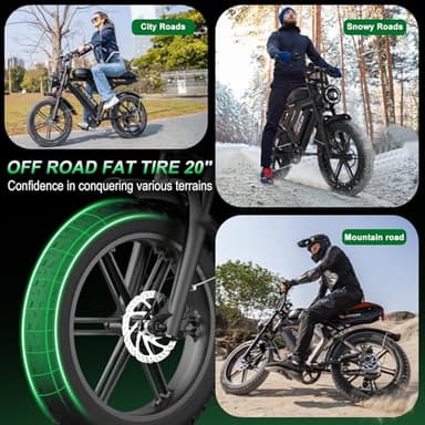 Besintu MOVCAN Electric Bike for Adults,1500W Motor 20 in Fat Tire Ebike,Up to 32MPH & 120 Miles,31.2AH Removable Dual Battery, 7 Speed Gear, Hydraulic Brakes&Full Suspension Electric Dirt Bicycle - Image 4