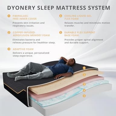 Dyonery 14 Inch King Size Mattress in a Box, Copper Memory Foam Mattress with Cooling Cover, Medium Firm for Pressure Relief, Fiberglass-Free, CertiPUR-US Certified, Foam Made in USA, 76"x80"x14" - Image 2