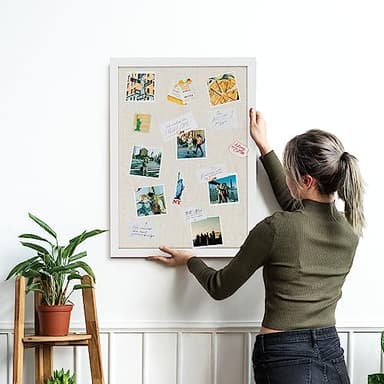 Board2by White Cork Board Bulletin Board with Linen, Wood Framed 30" x 20" Corkboard, Office Board for Wall Decor, Wall Mounted Pin Board Picture Board with 20 Pushpins for School, Home & Office - Image 3